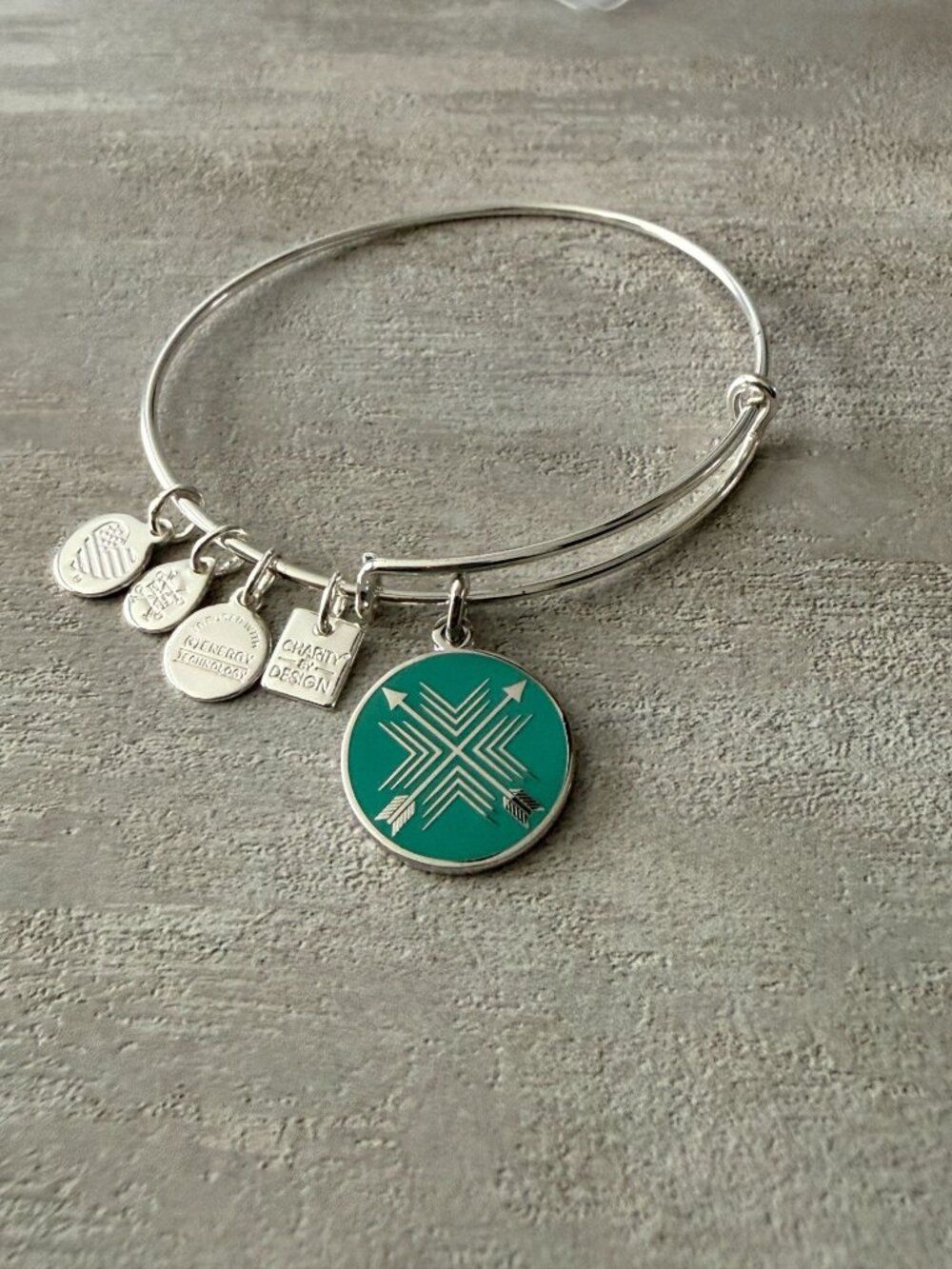 Alex And Ani Arrows Of Friendship Expandable Silver Bangle Bracelet With Charms